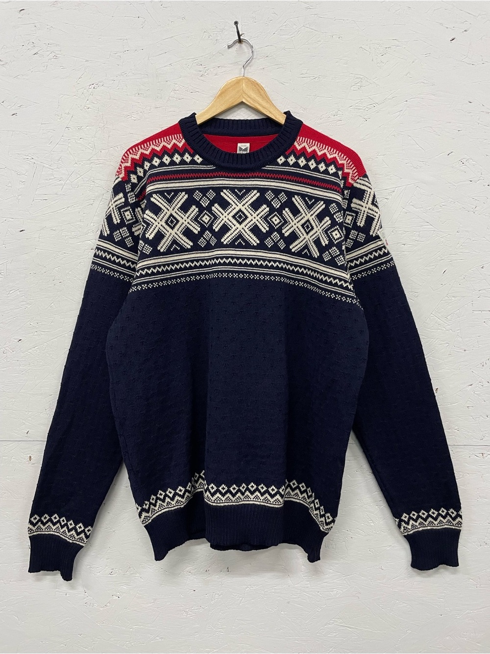 Vintage Dale of Norway Marius Wool Sweater, XXL - Excellent Condition, Navy/Red